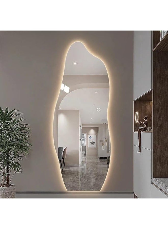 Vphom Full-Length LED Vanity Mirror 170X70cm | Standing, Wall-Mounted, Hanging or Leaning Floor Mirror | Wooden Frame Dressing Mirror with 3-Color Touch Dimmable LED Light - Image 3
